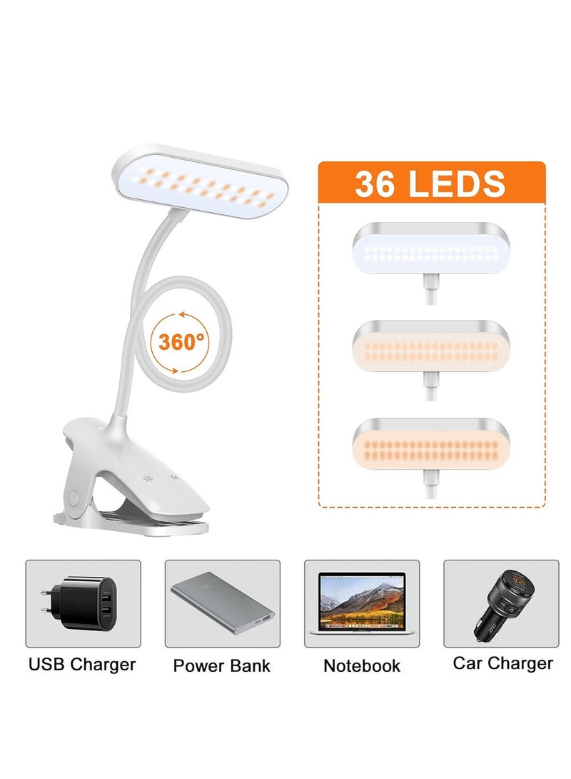 ARNOTEC LED Desk Lamp, 36-LED Rechargeable Clip-On Reading Light with 25 Lighting Modes, 5 Color Temperatures & 5 Brightness Levels, Eye-Protection Flexible Gooseneck Lamp for Bed, Headboard, Desk and Video Conferencing - Image 4