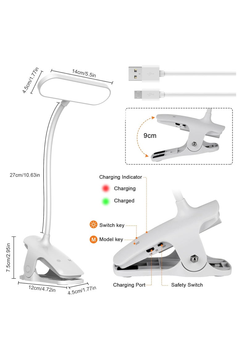 ARNOTEC LED Desk Lamp, 36 LED USB Rechargeable Reading Light with 5 Color Modes 5 Brightness, Eye Protection Book Clamp Clip on Light for Headboard and Video Conference  - Image 4