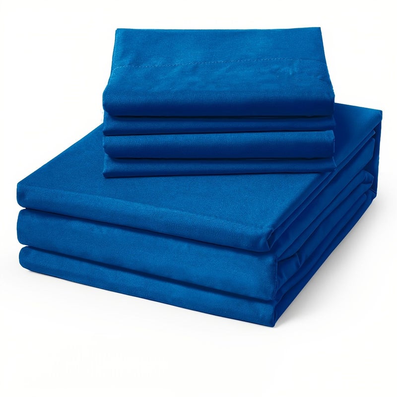 Sky Blue Ultra Soft 80G Bed Sheet Set with Fitted Sheet - Image 5