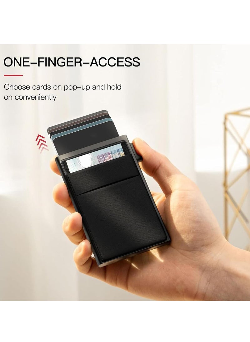 Credit Card Holder, Radio Id Blocking Pop-Up Card Holder, Commercial Credit Card Wallet With Coin Pocket For Storing Banknotes, Coins, And Debit Cards, Black  - Image 2