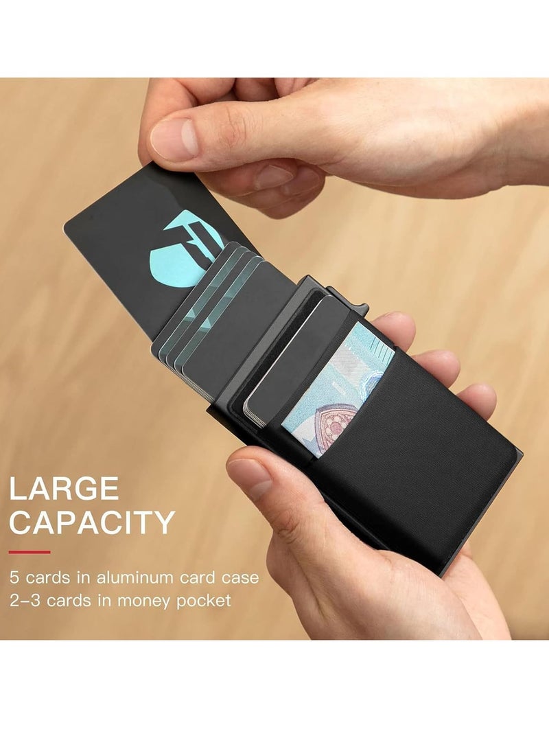 Credit Card Holder, Radio Id Blocking Pop-Up Card Holder, Commercial Credit Card Wallet With Coin Pocket For Storing Banknotes, Coins, And Debit Cards, Black  - Image 4