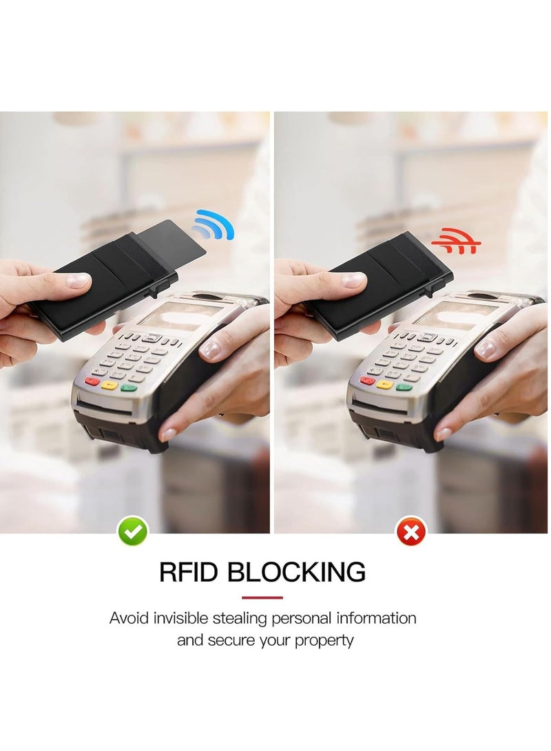 Credit Card Holder, Radio Id Blocking Pop-Up Card Holder, Commercial Credit Card Wallet With Coin Pocket For Storing Banknotes, Coins, And Debit Cards, Black  - Image 5