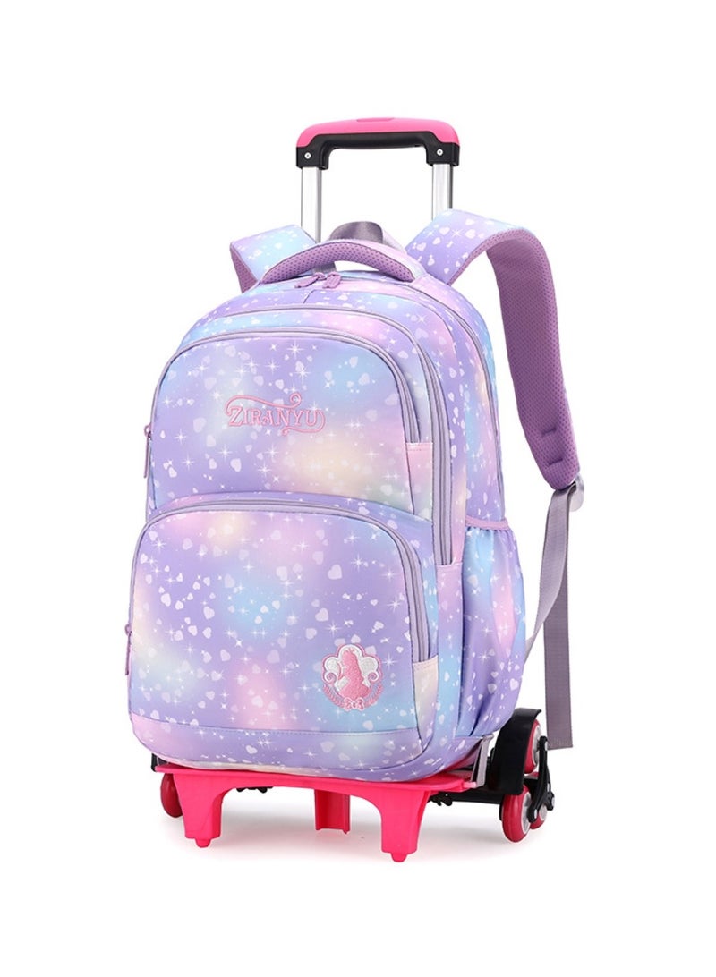 هويتك حقيبة مدرسية بعجلات ذات ست عجلات من مجموعة جالكسي باستيل باللون الأرجواني - Image 1