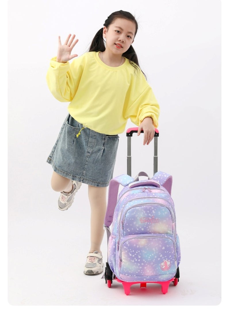 هويتك حقيبة مدرسية بعجلات ذات ست عجلات من مجموعة جالكسي باستيل باللون الأرجواني - Image 2