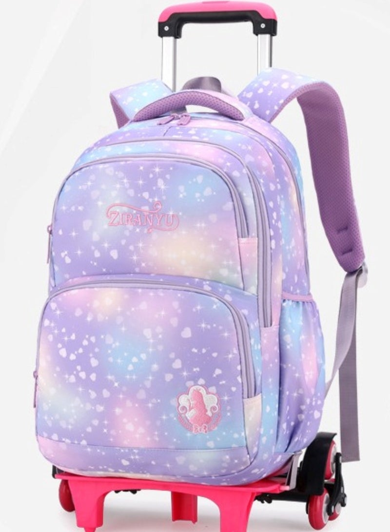 هويتك حقيبة مدرسية بعجلات ذات ست عجلات من مجموعة جالكسي باستيل باللون الأرجواني - Image 3