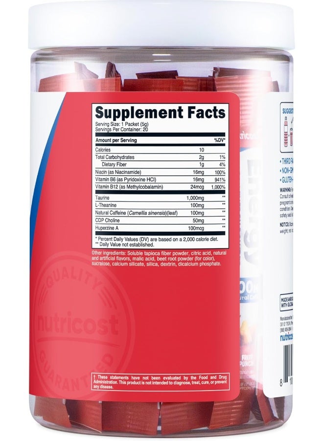 Nutricost Energy Complex Stickpack (20 Servings) Fruit Punch Flavored - Gluten-Free + Non-GMO - Image 5