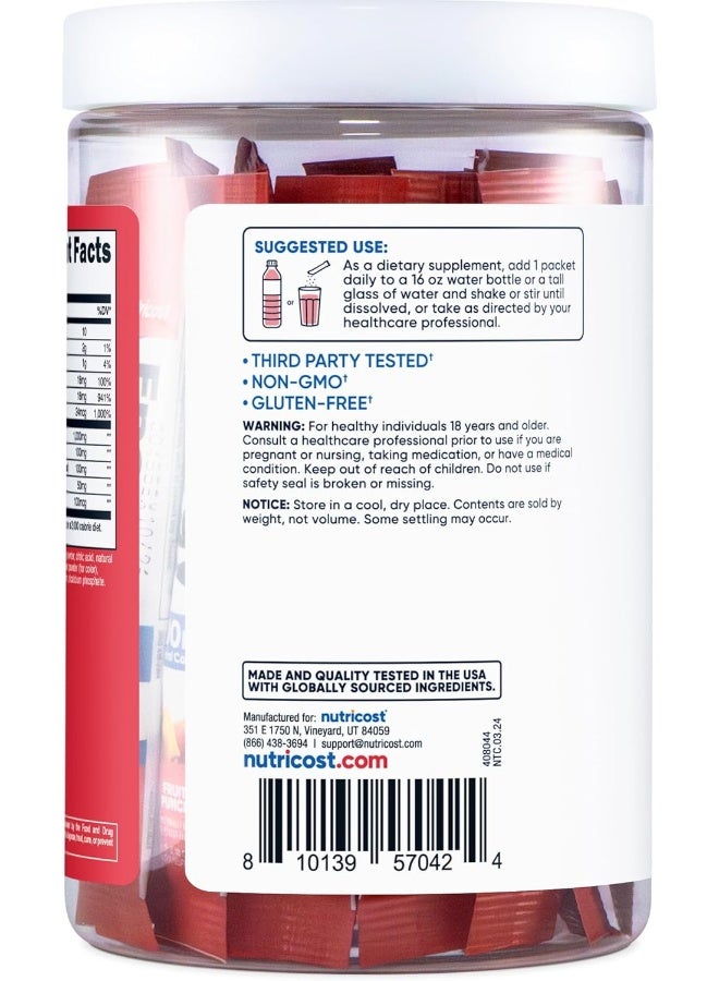 Nutricost Energy Complex Stickpack (20 Servings) Fruit Punch Flavored - Gluten-Free + Non-GMO - Image 4