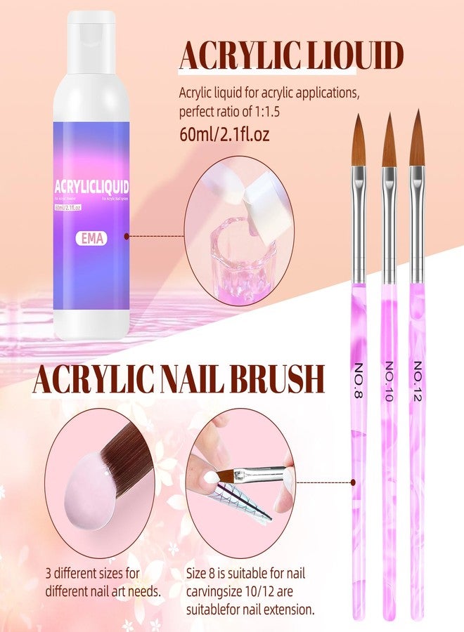 DOUBORQ Acrylic Nail Kit with Drill - Complete Starter Set for Beginners White Pink Clear Acrylic Powder,Base & Top Coat,6 color gel nail polish,Tools, Glitters(Pink) - Image 4