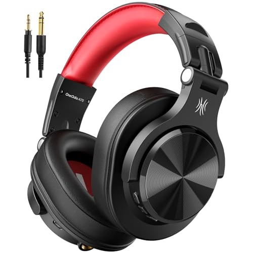OneOdio A70 Bluetooth Over Ear Headphones Wireless Headphones w 72H Playtime HiRes 35mm635mm Wired Audio Jack for Studio Monitor Mixing DJ Guitar AMP Computer Laptop PC Tablet Red - Image 1