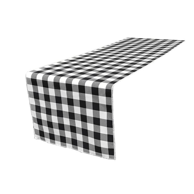 POLY CHECKERED TABLE RUNNER 14 BY 108INCH BLACKWHITE CHECKERED GINGHAM