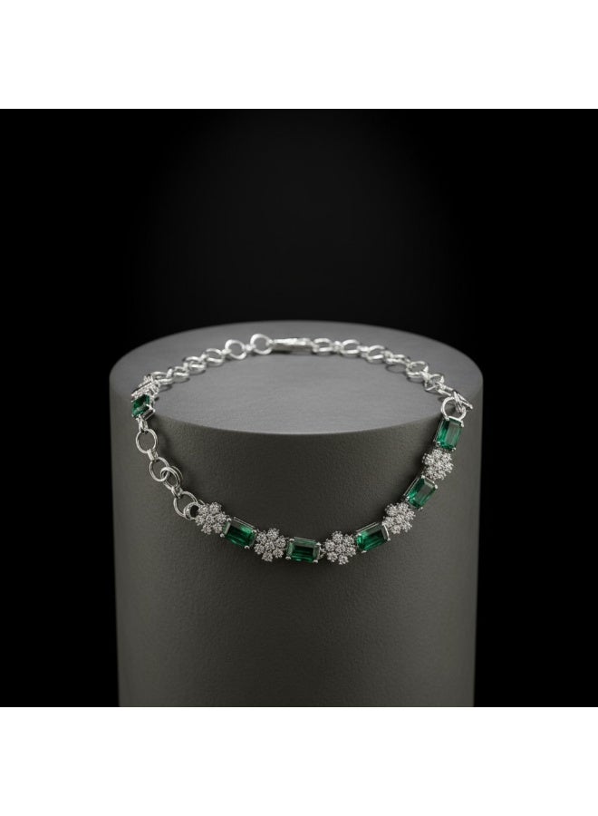 Pretty Precious Cubic Zirconia Adjustable American Diamond Chain Bracelet for Women and Girls | Elegant Gold and Rhodium Plated Jewellery - Image 4