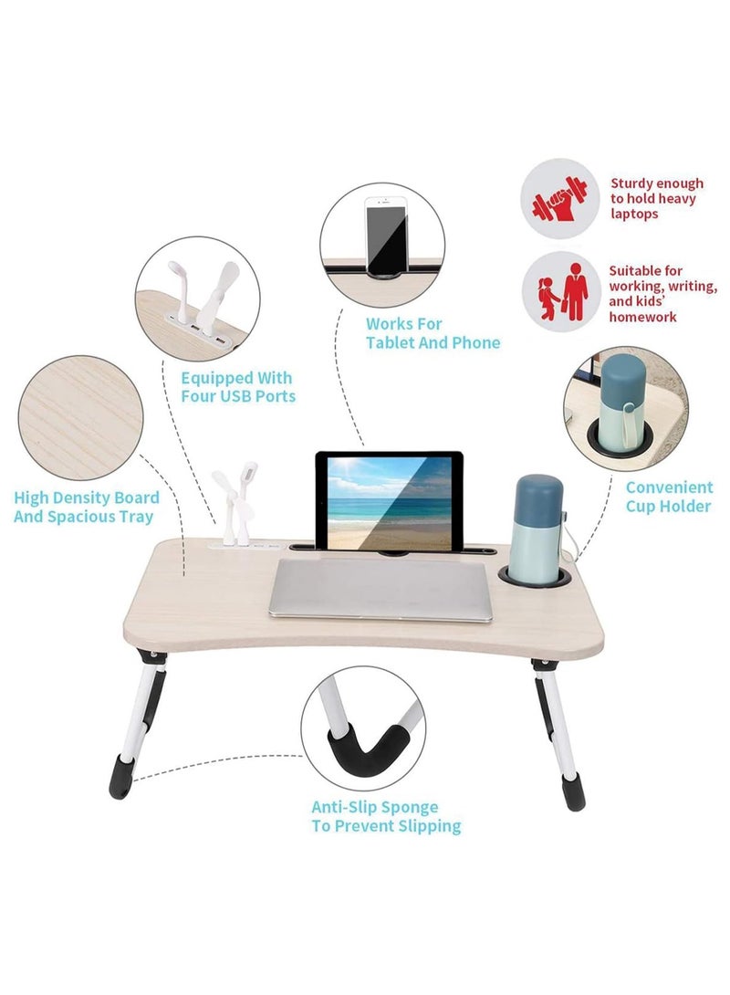 DubaiGallery Multifunction Modern Simple Laptop Bed Desk,card Slot/cup Holder/USB Interface/folding Portable Bed Tray Table,bed Sofa Eating Writing Desk  - Image 3