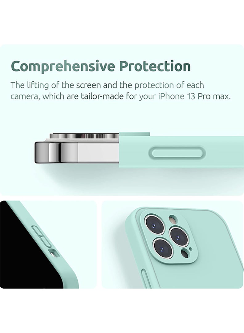Case Up Compatible with iPhone 13 Pro 6.1 Inch Case, Premium Liquid Silicone [Camera Protection] [Soft Anti-Scratch Microfiber Lining] Shockproof Protective Slim Phone Cover for iPhone 13 Pro, Mint Green - Image 2