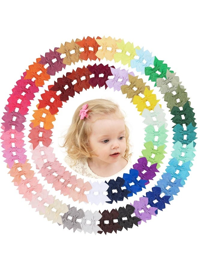 doboi Hair Clips 100PCS 2" Infant Grosgrain Boutique Ribbon Mini Bows for Girls Teens Infants Kids Toddlers Newborn - 50 Pairs Set - Image 1