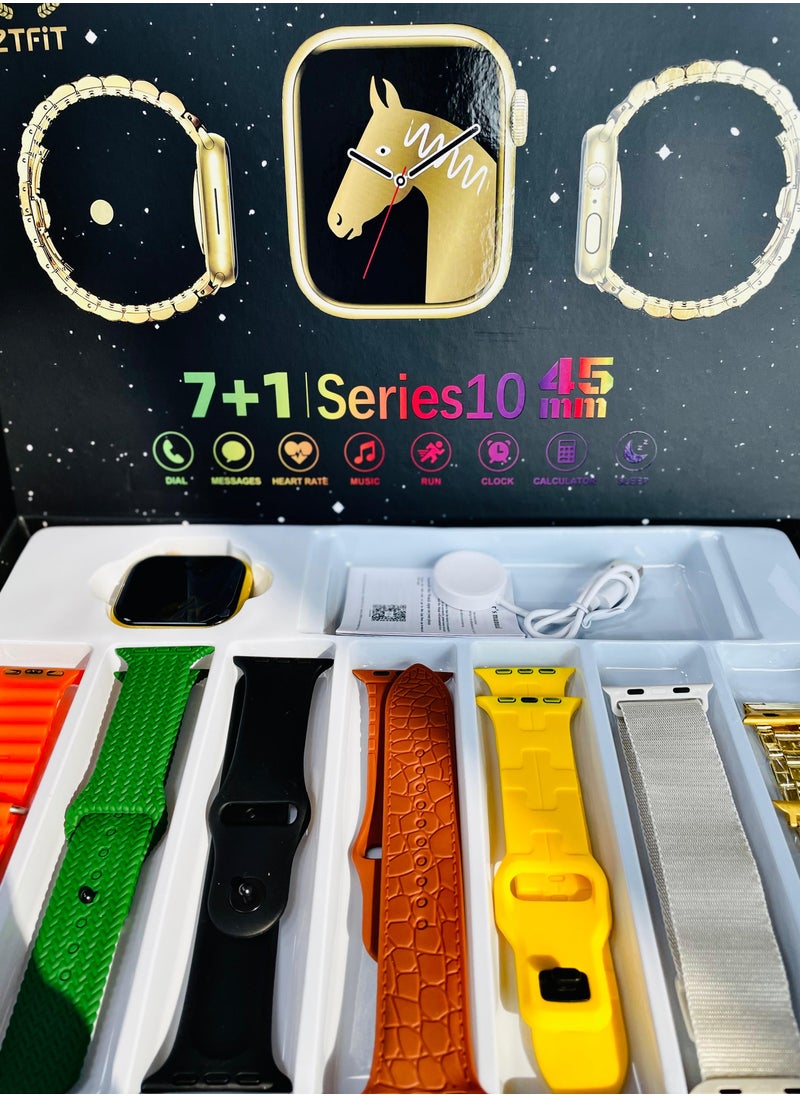 Generic - Smart Watch Series 10 with 7+1 Straps Full Touch Color Screen Bluetooth Calling Health and Sports Smartwatch Multicolor - Image 1
