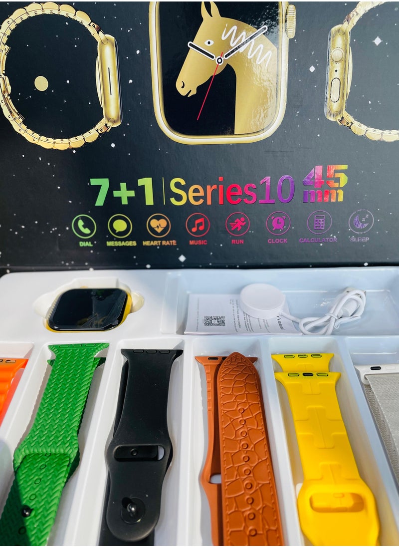 Generic - Smart Watch Series 10 with 7+1 Straps Full Touch Color Screen Bluetooth Calling Health and Sports Smartwatch Multicolor - Image 1