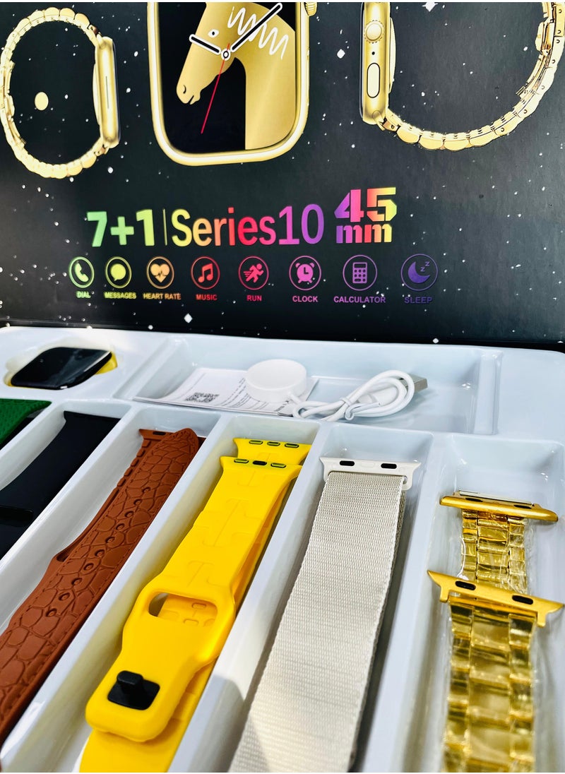 Generic - Smart Watch Series 10 with 7+1 Straps Full Touch Color Screen Bluetooth Calling Health and Sports Smartwatch Multicolor - Image 1