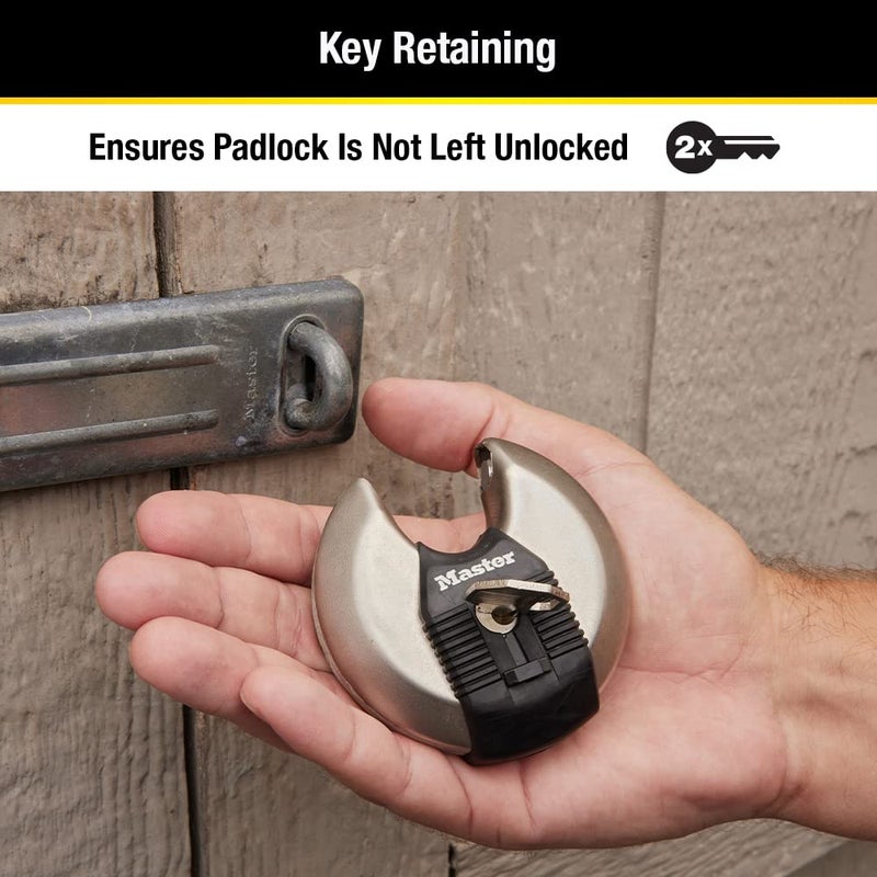 Master Lock M50XD Magnum Heavy Duty Stainless Steel Discus Padlock with Key, Silver - Image 5