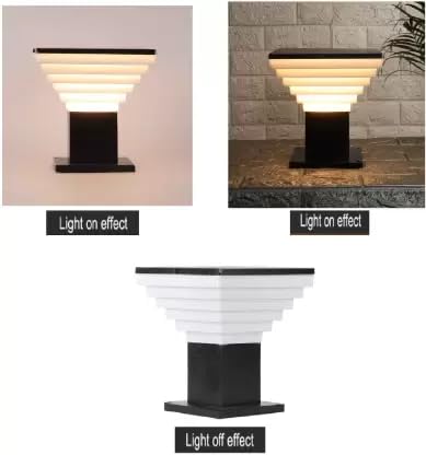 WHITERAY Metal gate Light for Home gate Modern Design Stairs Shape Waterproof Outdoor Lamp Staircase Step Design (Black & White) Metal and PVC (Pack of 4) - Image 2