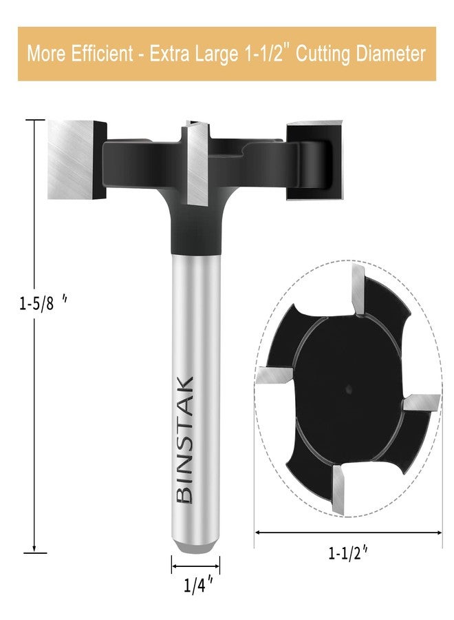 BINSTAK CNC Spoilboard Surfacing Router Bit 1/4 Inch Shank, Extra Large 1-1/2 Inch Cutting Diameter, Slab Flattening Router Bit Planing Bit Wood Planing Bit Dado Planer Bit(Carbide-4 Wings) - Image 2