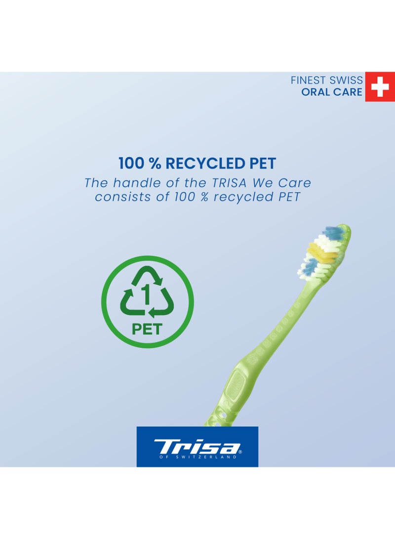 Trisa We Care Duo Soft Toothbrush Set - Eco-Friendly Design with 100% Recycled PET Handle and Bio Bristles - Image 4
