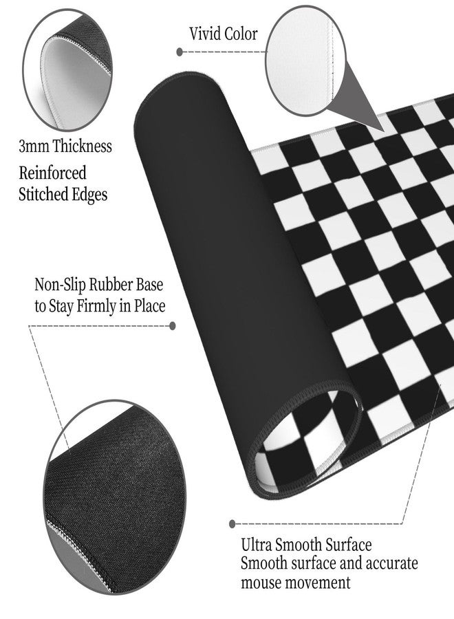 Giinly Black and White Checkered Gaming Mouse Pad, Large Mouse Pad for Desk Mat XXL XL Mousepad, Big Keyboard Pad Office Desk Accessories Decor - Image 4