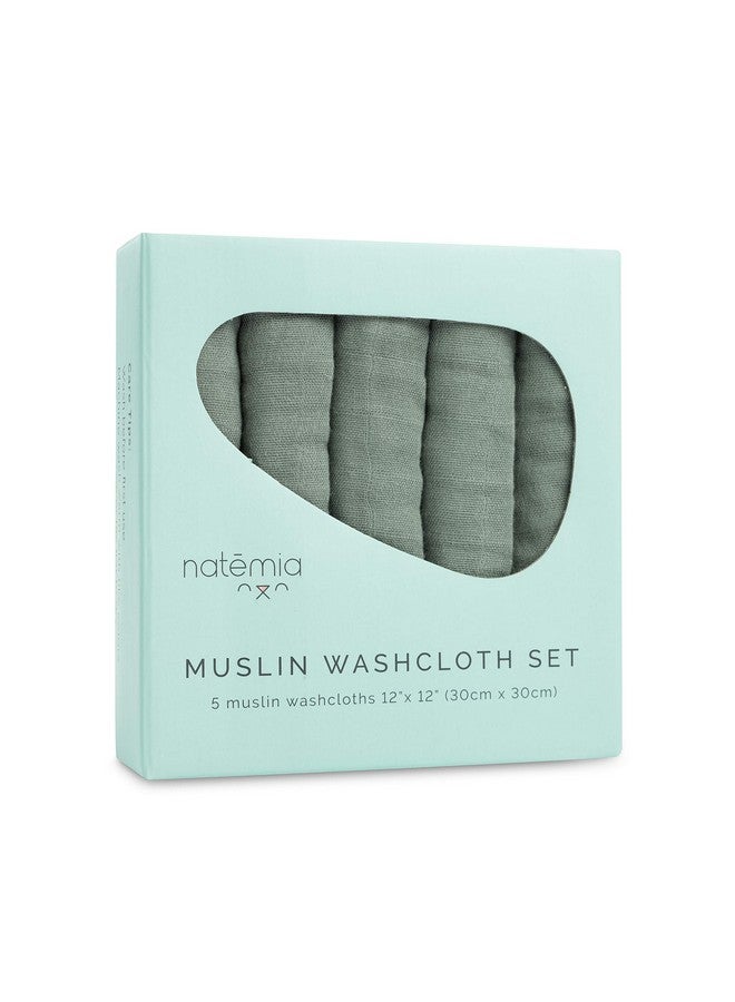 Natemia Muslin Baby Washcloths for Newborn - Premium Wash Cloths for Babies, Super Absorbent and Ultra Soft Rayon Made from Bamboo, 6 Layer Baby Girl and Baby Boy Washcloths, 5 Piece Set - Image 1