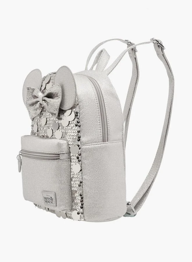 Disney SILVER Backpack With Minnie Mouse Ear Applique for Women | Best Price UAE