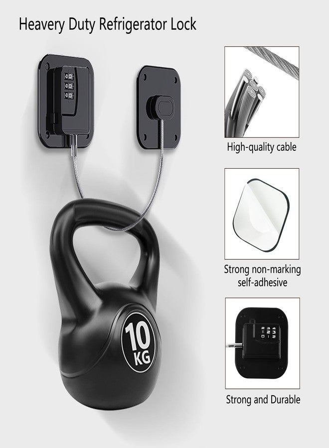 Coipdfty Refrigerator Lock, Heavy Duty Fridge Lock, Combination Lock for Refrigerator Cabinets, Drawers, Safety, Easy Install No Keys Needed (Black-1Pack) - Image 3