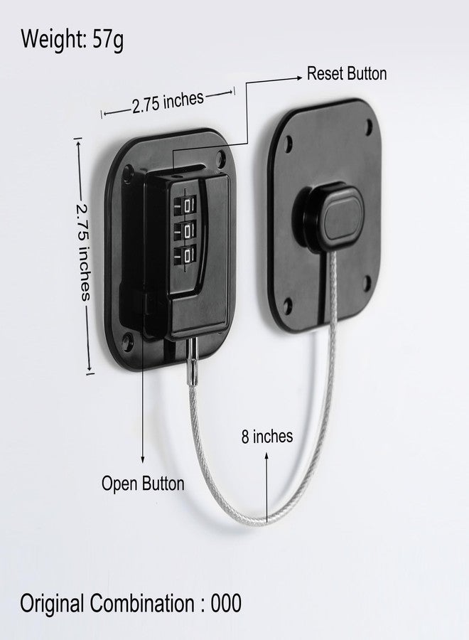 Coipdfty Refrigerator Lock, Heavy Duty Fridge Lock, Combination Lock for Refrigerator Cabinets, Drawers, Safety, Easy Install No Keys Needed (Black-1Pack) - Image 2