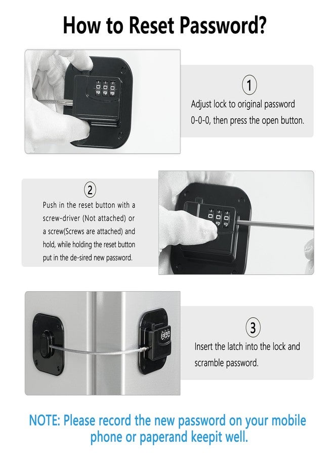 Coipdfty Refrigerator Lock, Heavy Duty Fridge Lock, Combination Lock for Refrigerator Cabinets, Drawers, Safety, Easy Install No Keys Needed (Black-1Pack) - Image 4