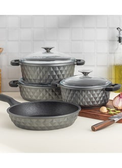 ALBERTO 7 Piece Granite Cookware Set With Glass Cove  - Image 1
