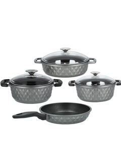 ALBERTO 7 Piece Granite Cookware Set With Glass Cove  - Image 2