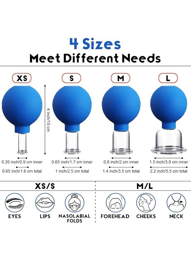 HAVEN 4 PCS Glass Facial Cupping Set | Silicone Vacuum Suction | Cupping Massage Therapy | A Kit For Anti Cellulite, Anti Wrinkle and Instantly Ageless Skin | For Eyes, Face and Body - Image 5