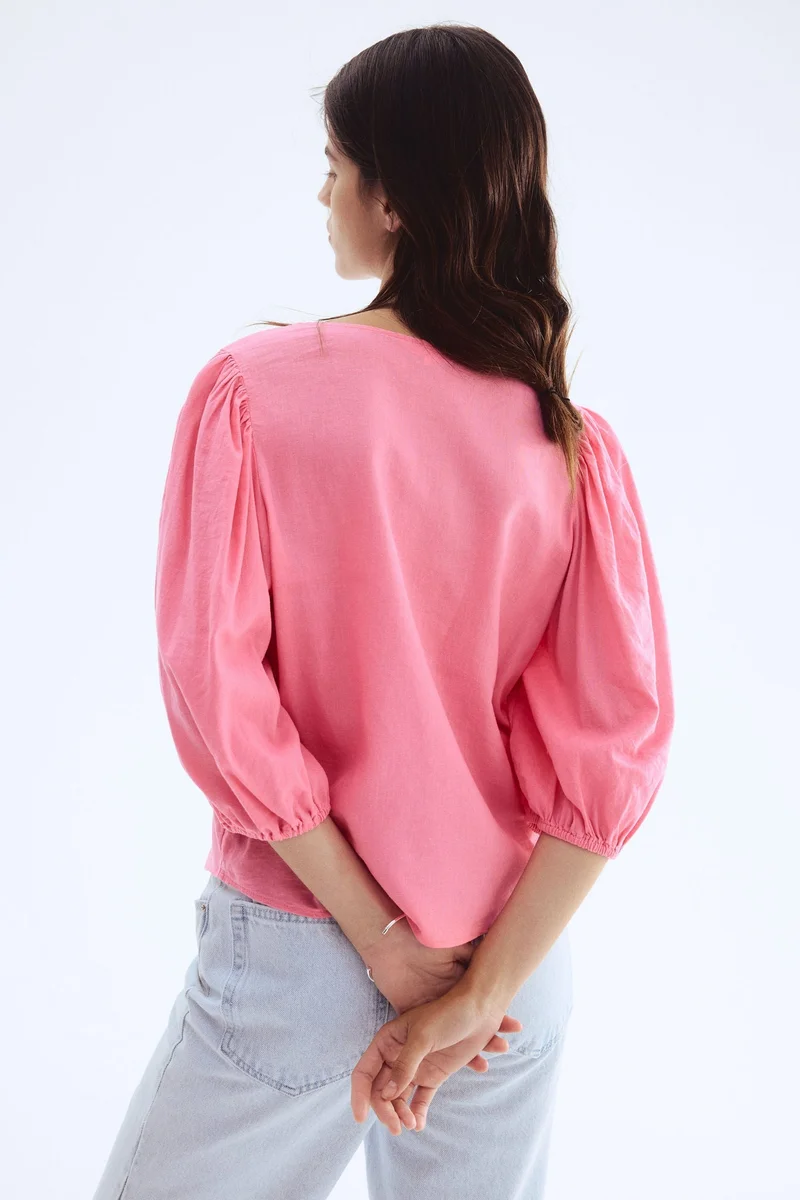 اتش اند ام Linen-blend blouse