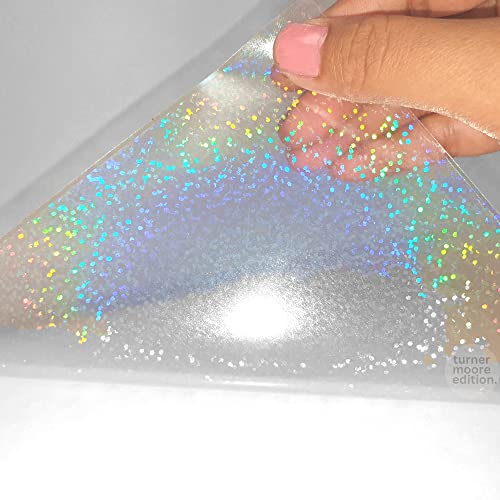Turner Moore Edition Sparkle Holographic Laminate 12x12 SelfAdhesive Laminating Sheets Vinyl for Cricut Stickers Trading Cards Photos Scrapbooking Journals Planners Transparent 5Pack - Image 1