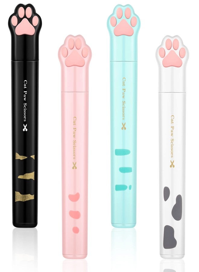 Demissle 4 Pcs Cute Mini Cat Paw Scissors, Stainless Steel Fun Cartoon Portable Pocket Small Folding Safety Scissors for Paper Cutting, Scrapbooking, Crafting - Image 1