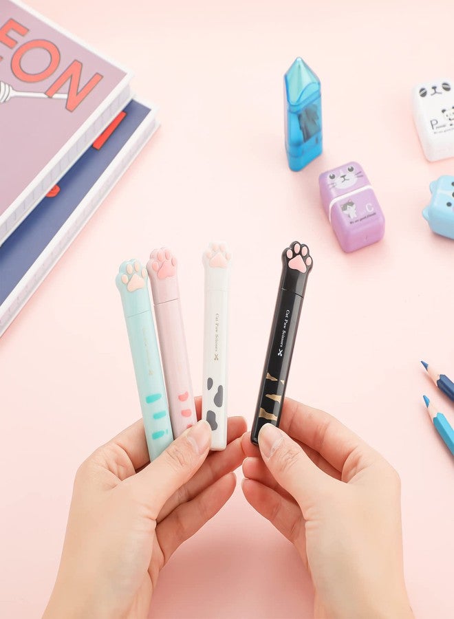 Demissle 4 Pcs Cute Mini Cat Paw Scissors, Stainless Steel Fun Cartoon Portable Pocket Small Folding Safety Scissors for Paper Cutting, Scrapbooking, Crafting - Image 4
