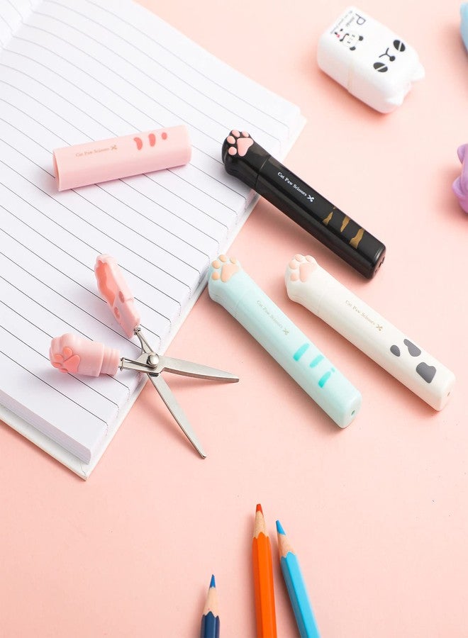 Demissle 4 Pcs Cute Mini Cat Paw Scissors, Stainless Steel Fun Cartoon Portable Pocket Small Folding Safety Scissors for Paper Cutting, Scrapbooking, Crafting - Image 5