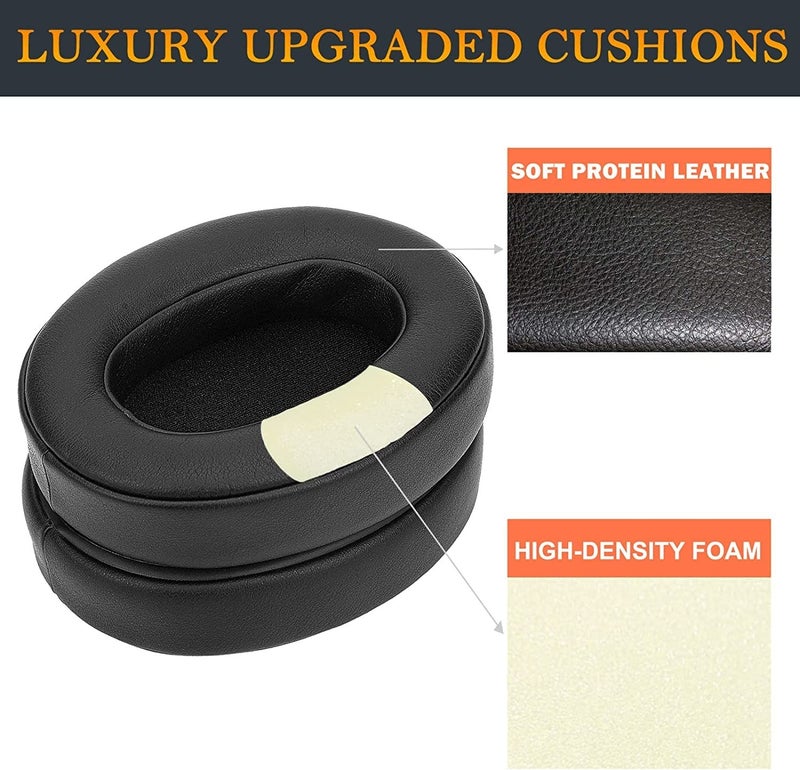 Street27® XB900N Earpads Cushion Compatible with Sony WH-XB900N, WH-CH710N Headphones, Ear Pads with Soft Protein Leather High-Density Noise Cancelling Memory Foam Replacement Earmuffs - Black - Image 2