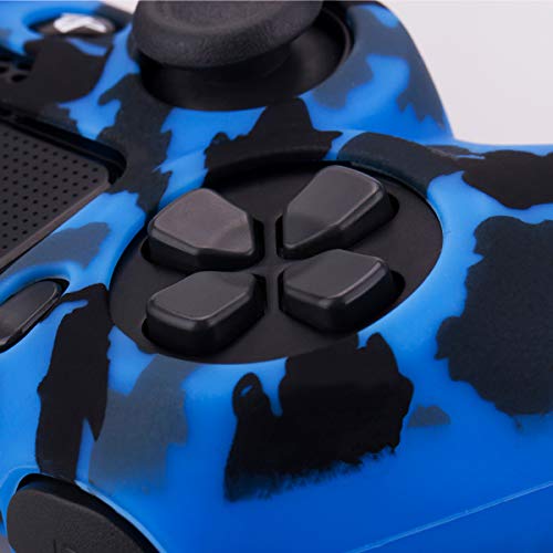 YoRHa Water Transfer Printing Camouflage Silicone Cover Skin Case for Sony PS4/slim/Pro Dualshock 4 Controller x 1(Blue) with Pro Thumb Grips x 8 - Image 5