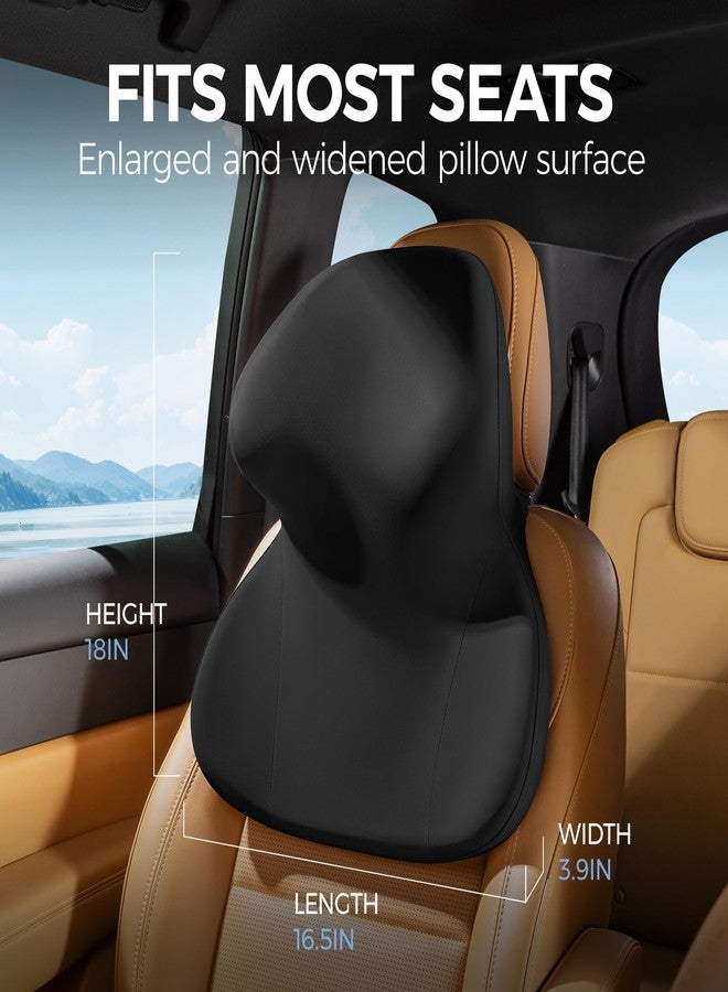 BEBAS Car Headrest Pillow, Ergonomic Neck Pillow with Memory Foam, Enlarged Surface for Head Neck Shoulder Support, Breathable Removeable Car Seat Pillow for Pain Relief(Black, 1 Pack) - Image 2