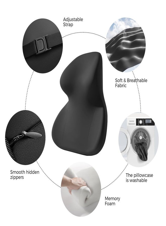 BEBAS Car Headrest Pillow, Ergonomic Neck Pillow with Memory Foam, Enlarged Surface for Head Neck Shoulder Support, Breathable Removeable Car Seat Pillow for Pain Relief(Black, 1 Pack) - Image 3