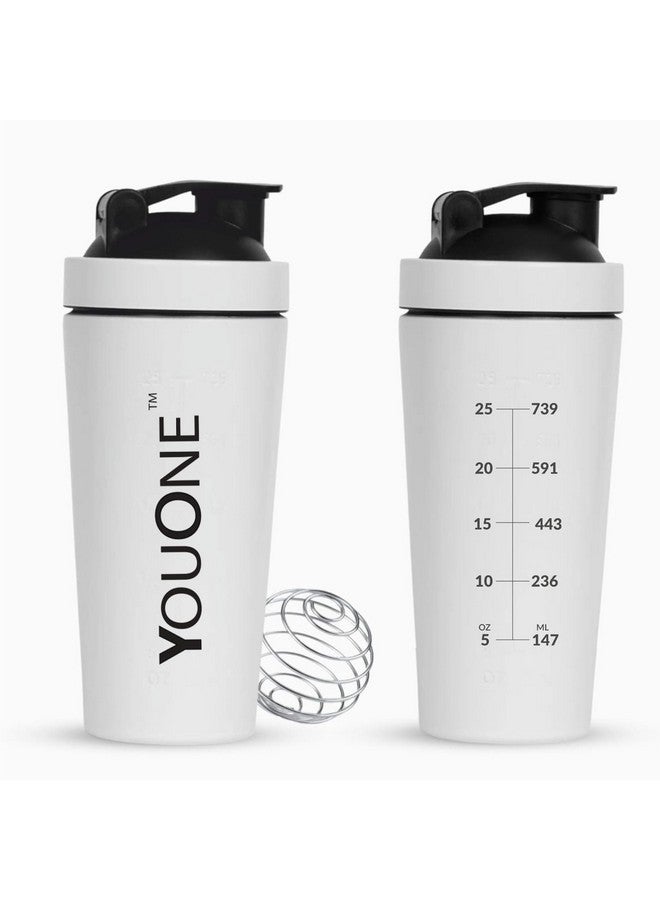 YOUONE Stainless Steel Shaker Bottles For Gym - 100% Leakproof Guarantee, Ideal For Protein, Pre Workout, Bcaas & Water Bpa Free Material (White) - Image 5