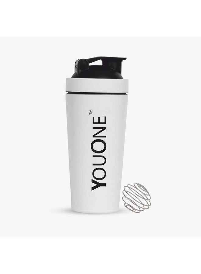 YOUONE Stainless Steel Shaker Bottles For Gym - 100% Leakproof Guarantee, Ideal For Protein, Pre Workout, Bcaas & Water Bpa Free Material (White) - Image 1