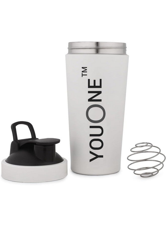 YOUONE Stainless Steel Shaker Bottles For Gym - 100% Leakproof Guarantee, Ideal For Protein, Pre Workout, Bcaas & Water Bpa Free Material (White) - Image 3