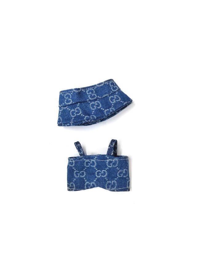 Classic Blue Denim Doll Clothes Set: Overalls & Cap for 17cm Dolls - Fits 1st-3rd Gen (Doll/Shoes Excluded)  - Image 1