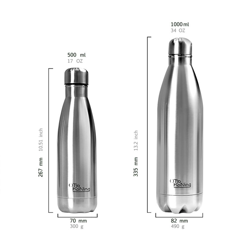 OTTO KONING Water Bottle 500ml Insulated Stainless Steel Flask - Image 3