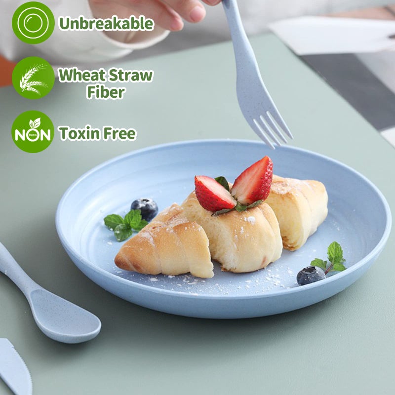 Mfacoy 6 PACK Unbreakable Dinner Plates, 6.9 Inch Wheat Straw Plates, Reusable Deep Plastic Plate, Lightweight Salad Plates for Camping/Kitchen, Dishwasher & Microwave Safe, Kids-toddler & Adult - Image 2