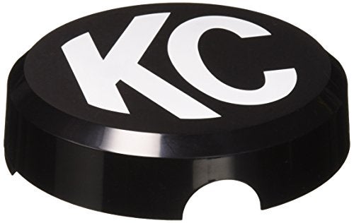 غطاء ضوء بلاستيكي أسود دائري 6 بوصات من KC HiLiTES 5105 مع شعار KC الأبيض - غطاء فردي